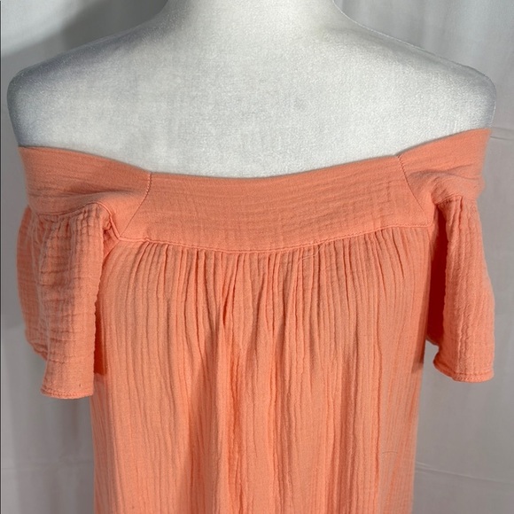 Rails Off-Shoulder Gauze Maxi Dress Coral S - Picture 13 of 13